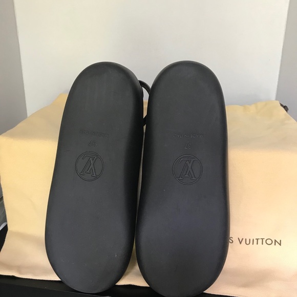 Beautiful LOUIS VUITTON Sandals Sz 7 Black Leather - Picture 12 of 12
